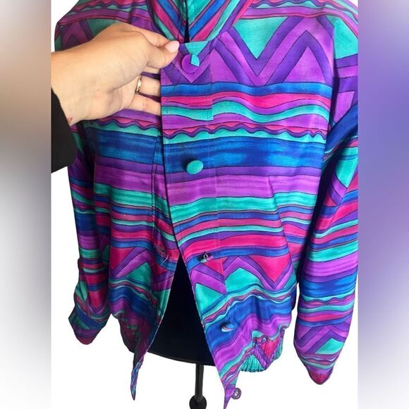 VINTAGE GREGOR GEOMETRIC 80s/90s WINDBREAKER JACKET SIZE SMALL UNISEX - Picture 8 of 12